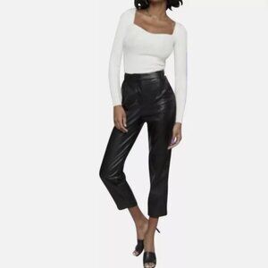 7 for All Mankind Vegan Faux Leather Wide Leg Cropped Seamed Pants Size XS